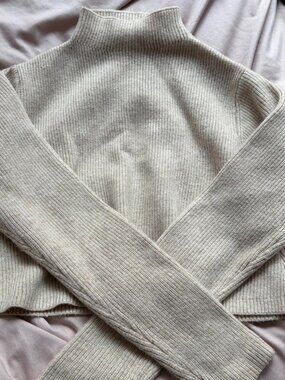 cream mock turtleneck beige sweater